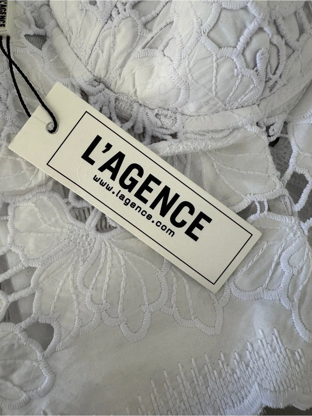 L'AGENCE White Lace Bustier Camisole with Scalloped Hem - Picture 4 of 6
